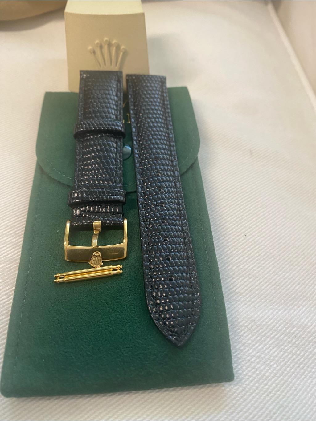 Vintage Rolex LizardTextured Leather Watch Strap With Gold Plated Buckle 19mm